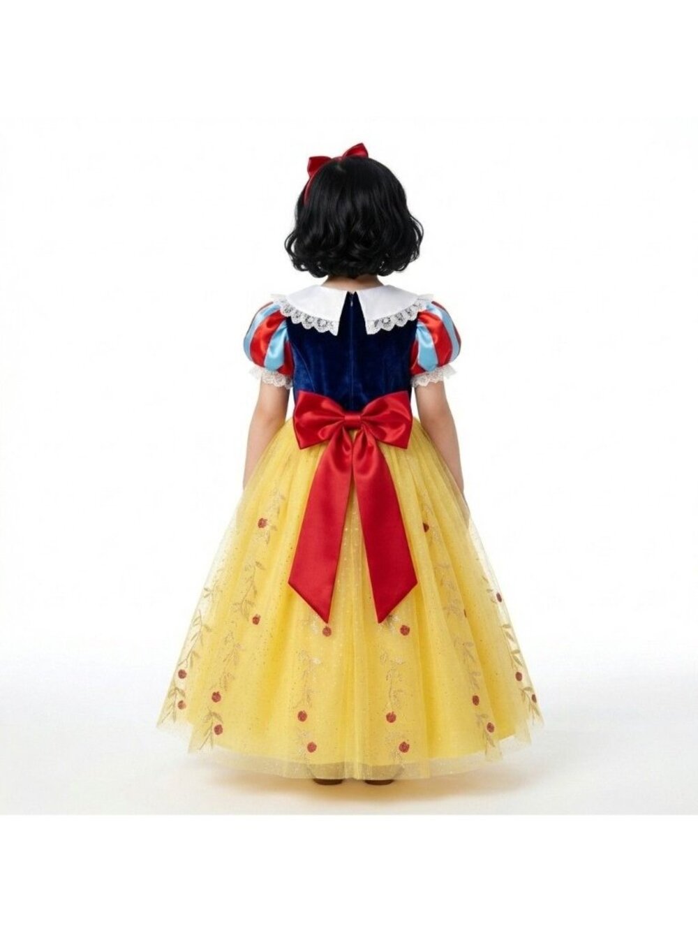 Girls Snow White Princess Costume Dress Blue Yellow Velvet Tulle Birthday Party - Picture 2 of 2